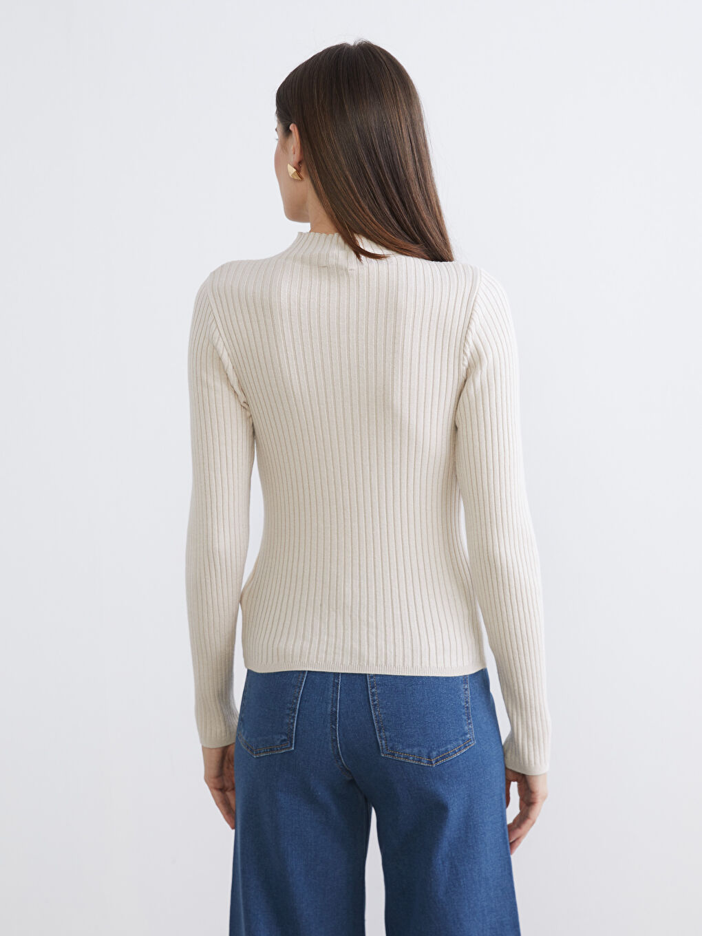 Funnel Neck Women's Knit Sweater-3