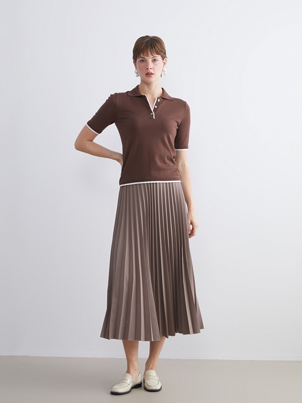 Elastic Waist Chiffon Pleated Skirt