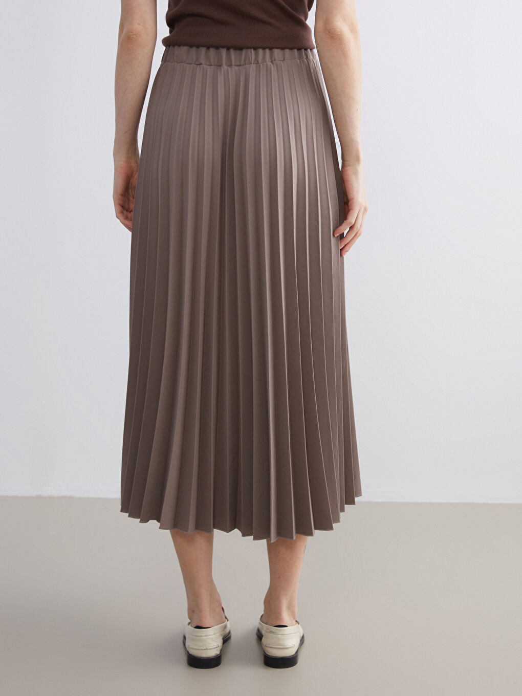 Elastic Waist Chiffon Pleated Skirt-3