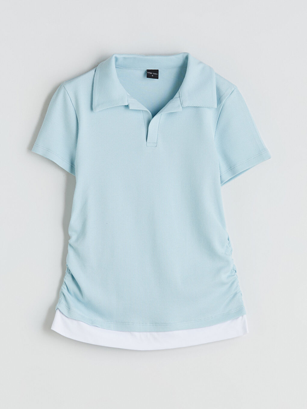 Mavi Polo Yaka Genç Kız Tişört-5