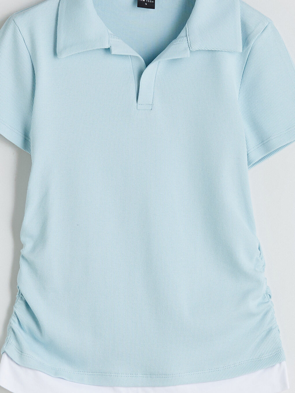 Mavi Polo Yaka Genç Kız Tişört-6