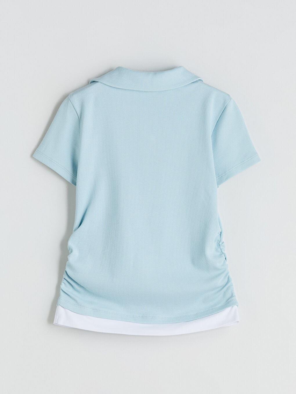 Mavi Polo Yaka Genç Kız Tişört-7