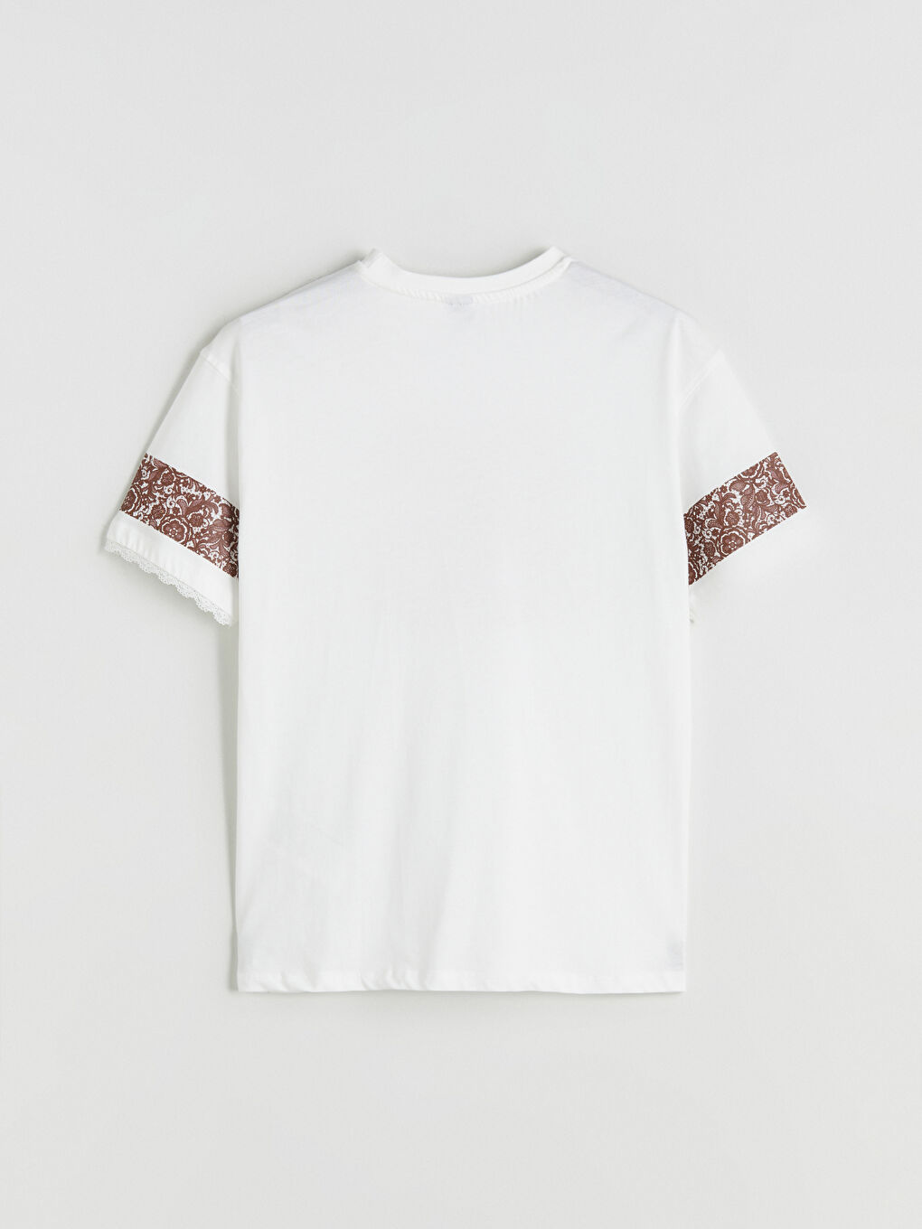 Ekru Bisiklet Yaka Genç Kız Tişört-5