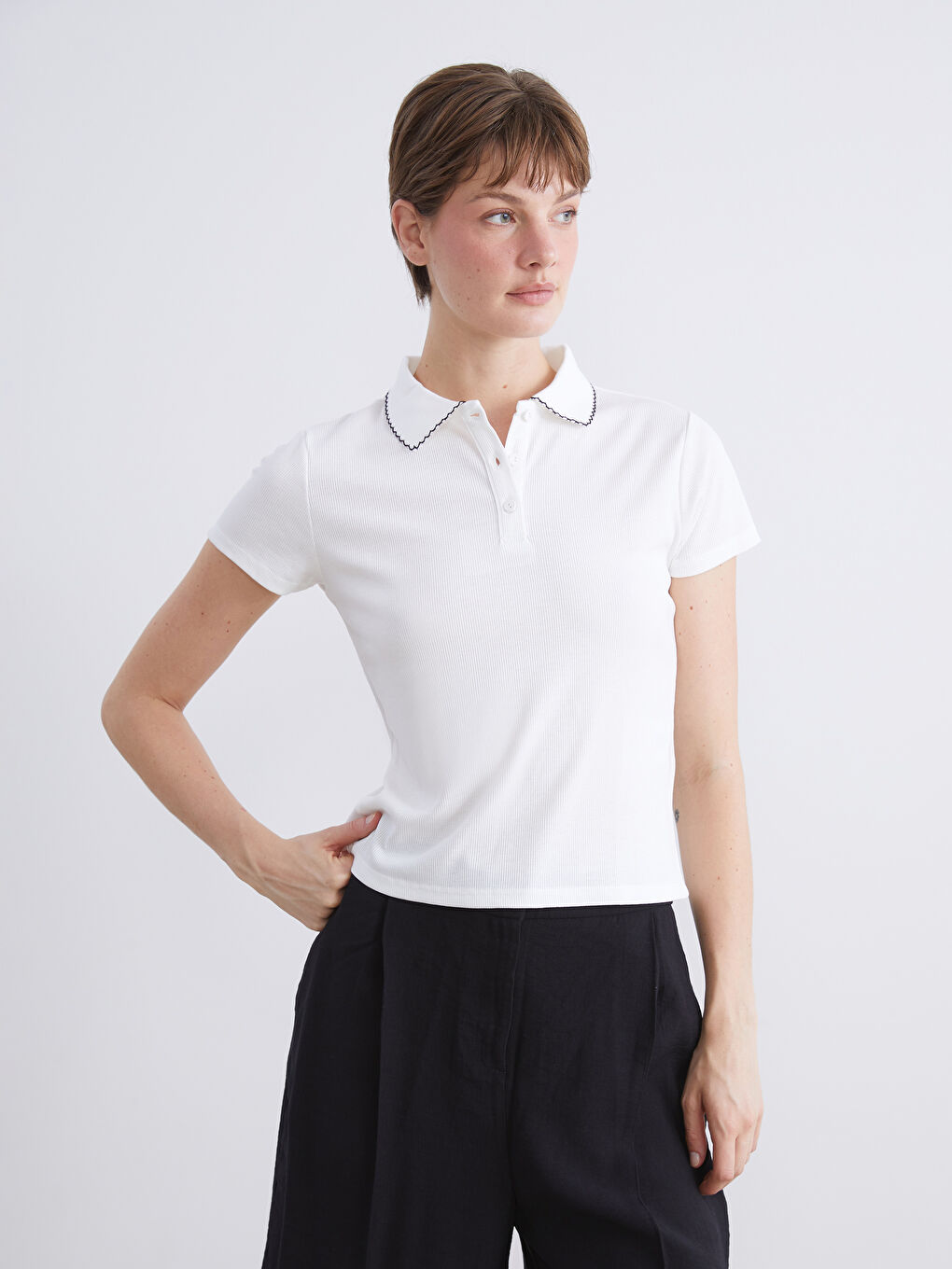 LCWAIKIKI Classic Polo Neck Women's T-Shirt -W5KI98Z8-R9J