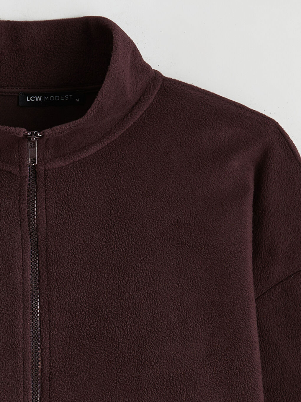 Mürdüm Dik Yaka Nakışlı Polar Kadın Sweatshirt Tunik-5