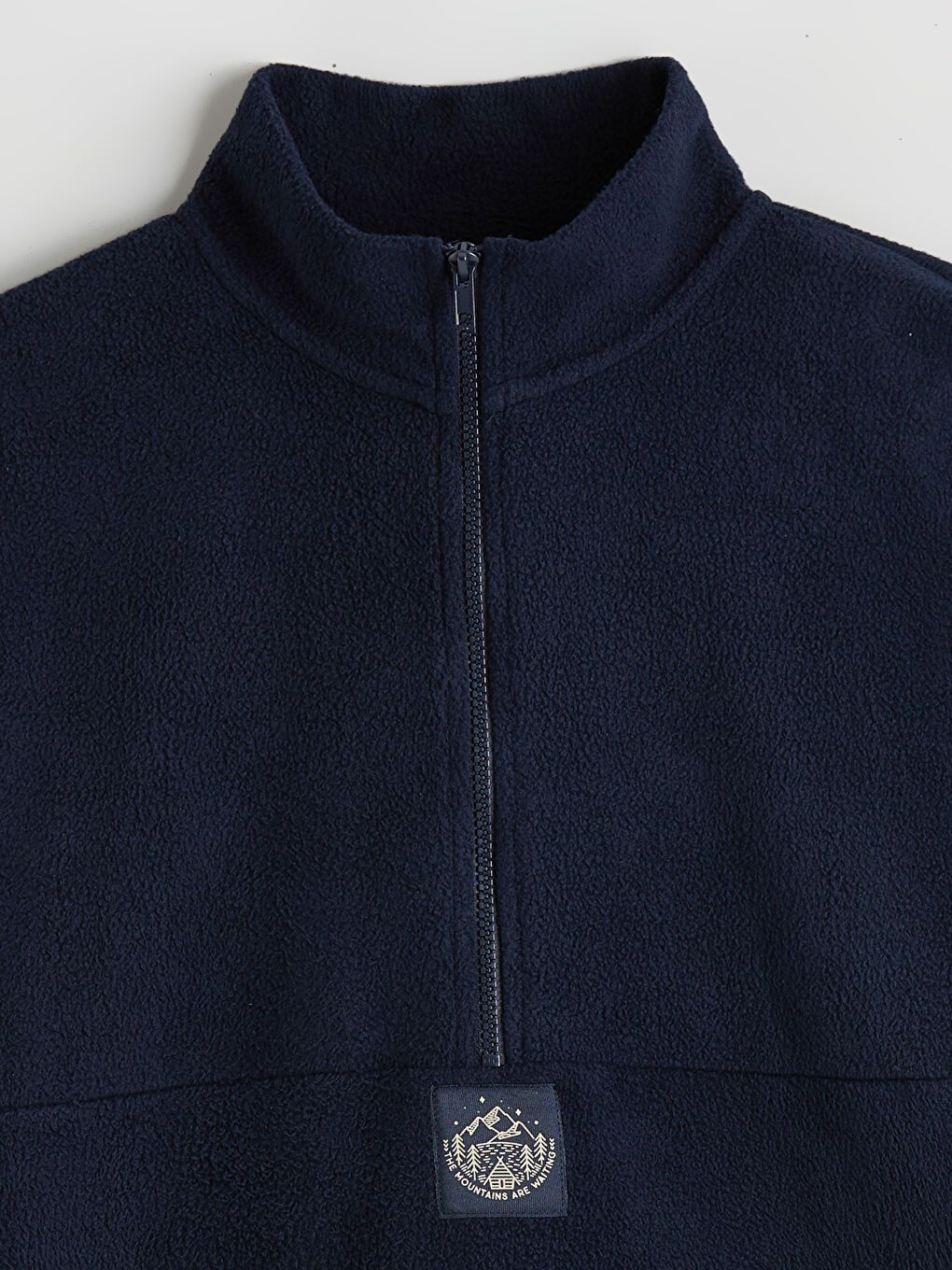 Lacivert Dik Yaka Nakışlı Polar Kadın Sweatshirt Tunik-5