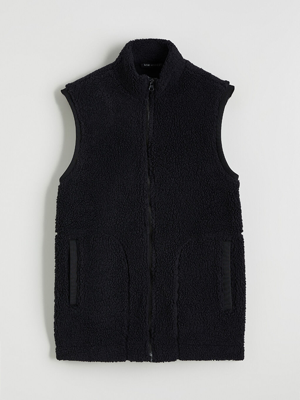Funnel Neck Women's Plush Waistcoat-4