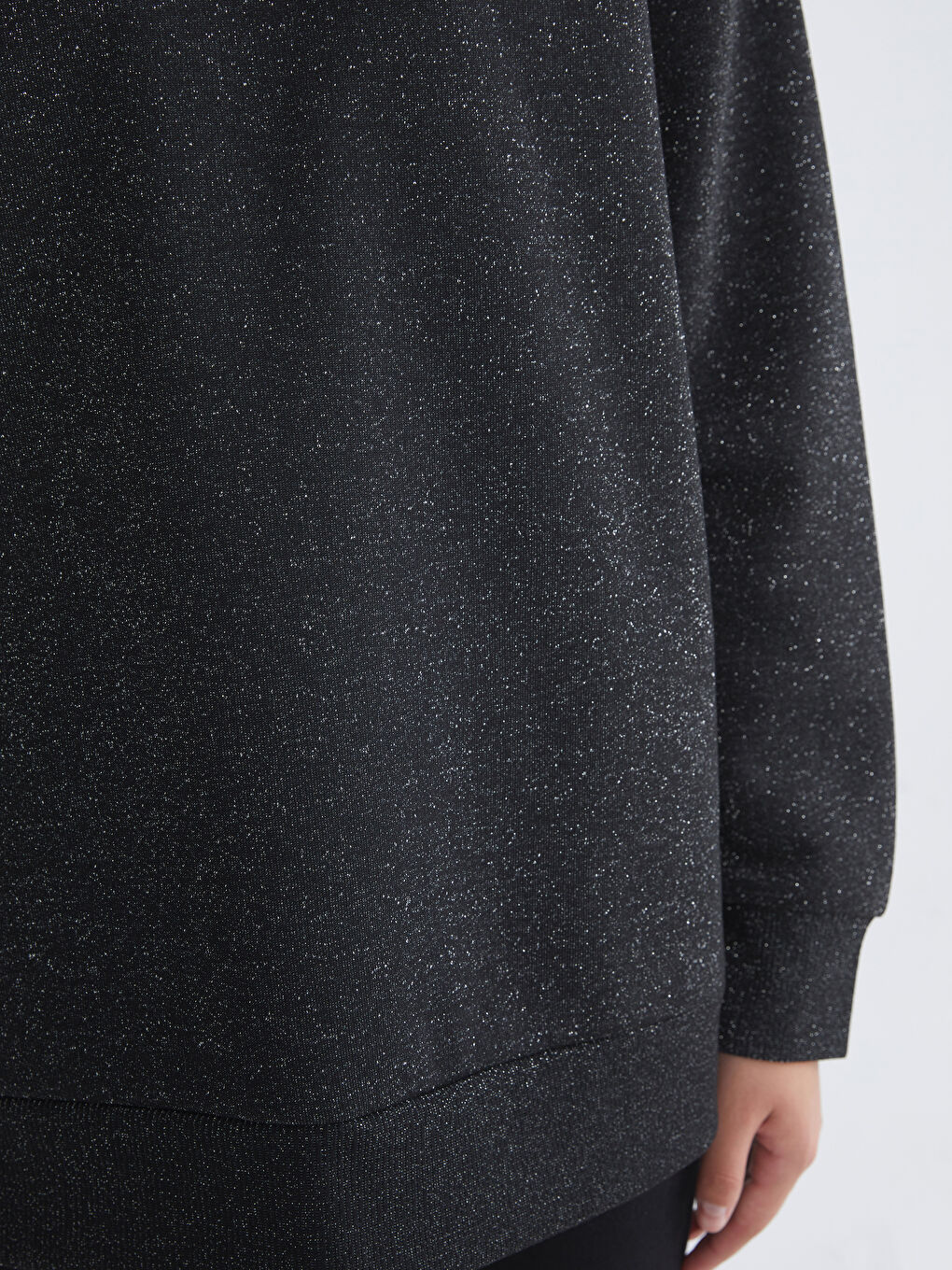 Siyah Bisiklet Yaka Oversize Kadın Sweatshirt Tunik-2