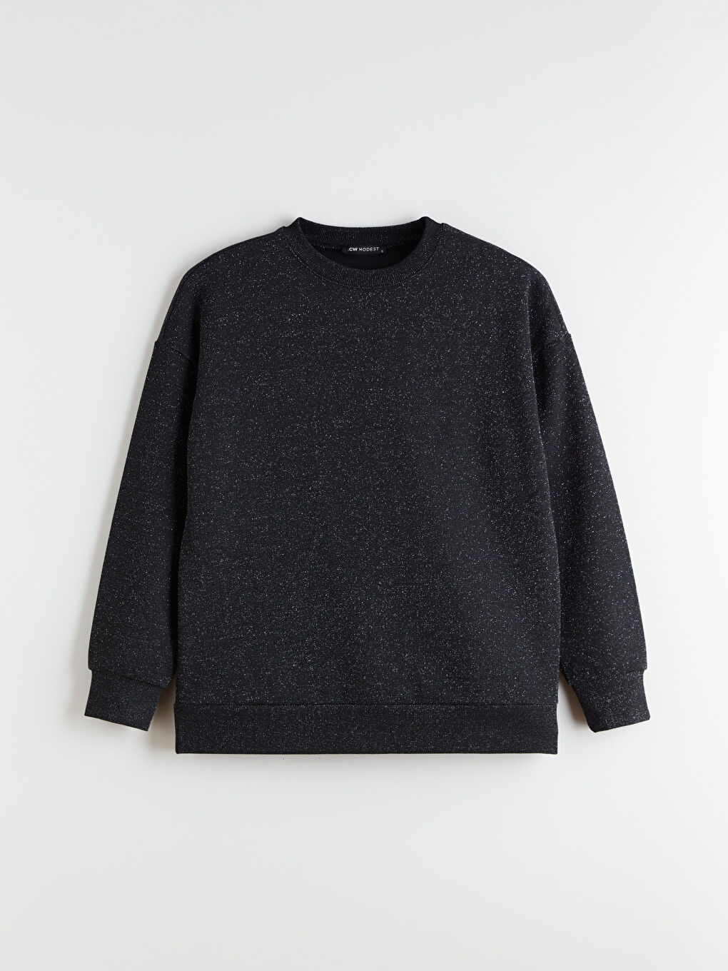 Siyah Bisiklet Yaka Oversize Kadın Sweatshirt Tunik-4