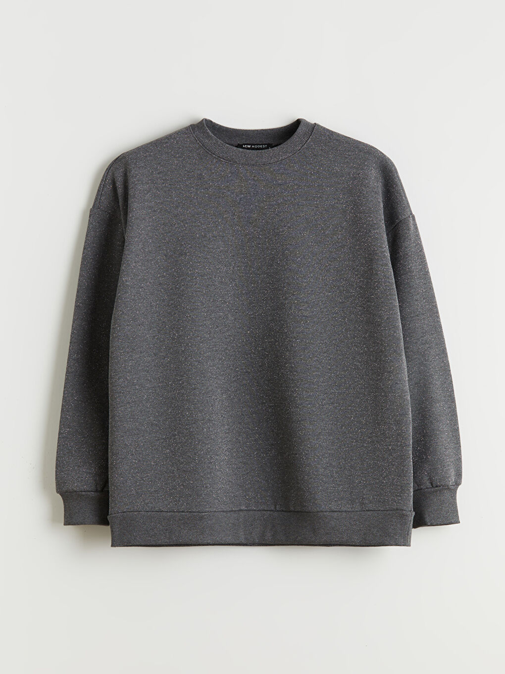 Gri Bisiklet Yaka Oversize Kadın Sweatshirt Tunik-6