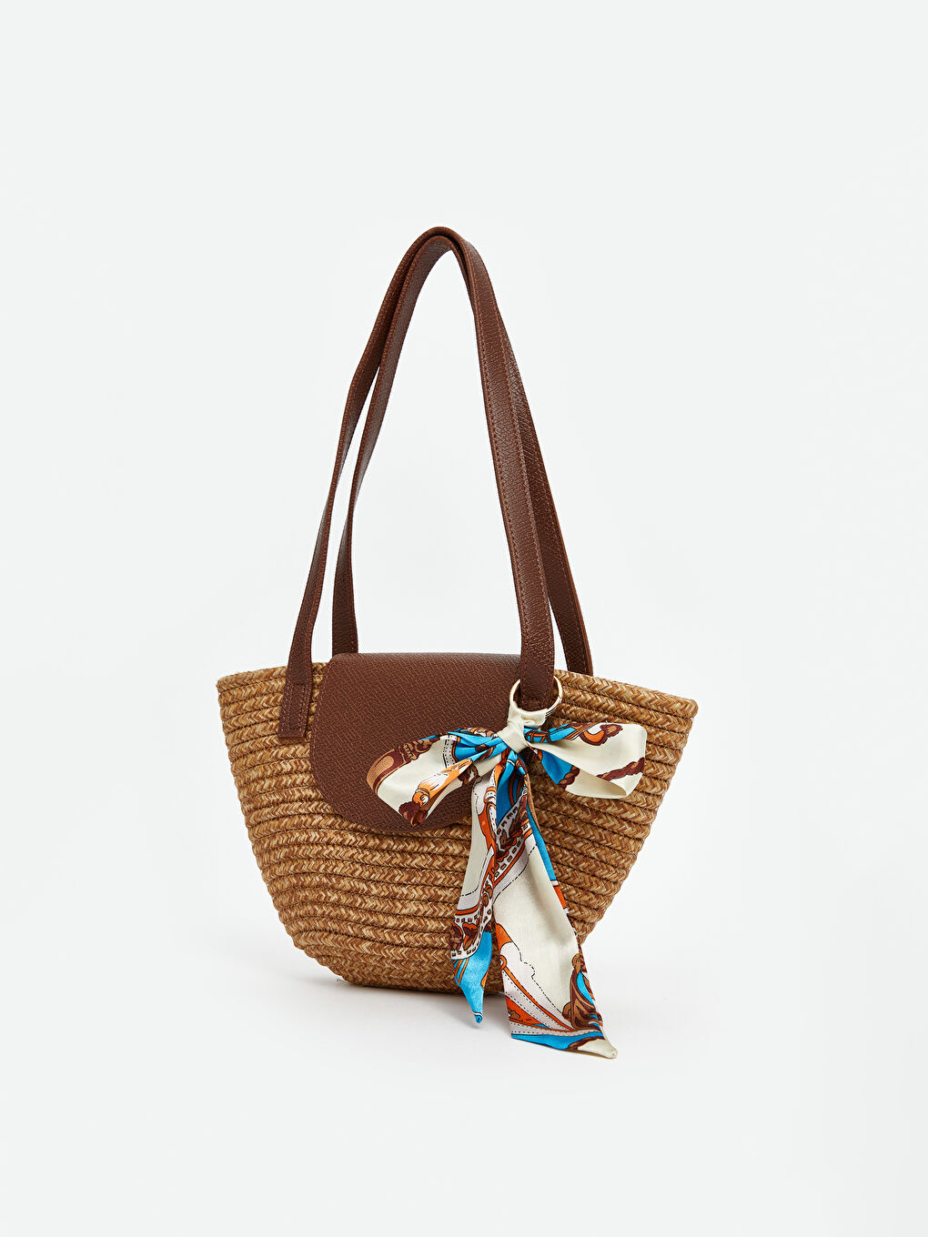 Bej Düz Hasır Kadın Kol Çantası-1