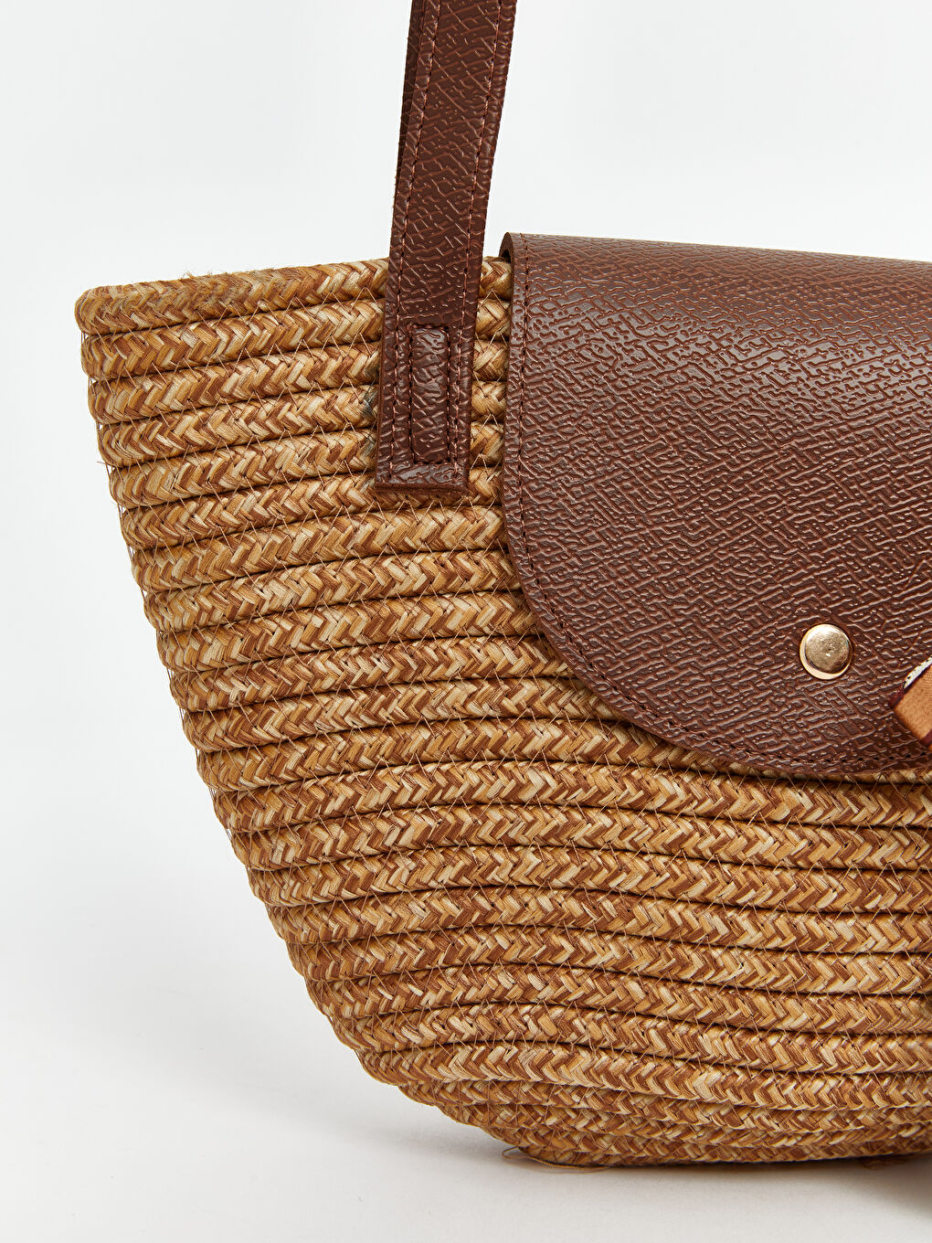 Bej Düz Hasır Kadın Kol Çantası-2