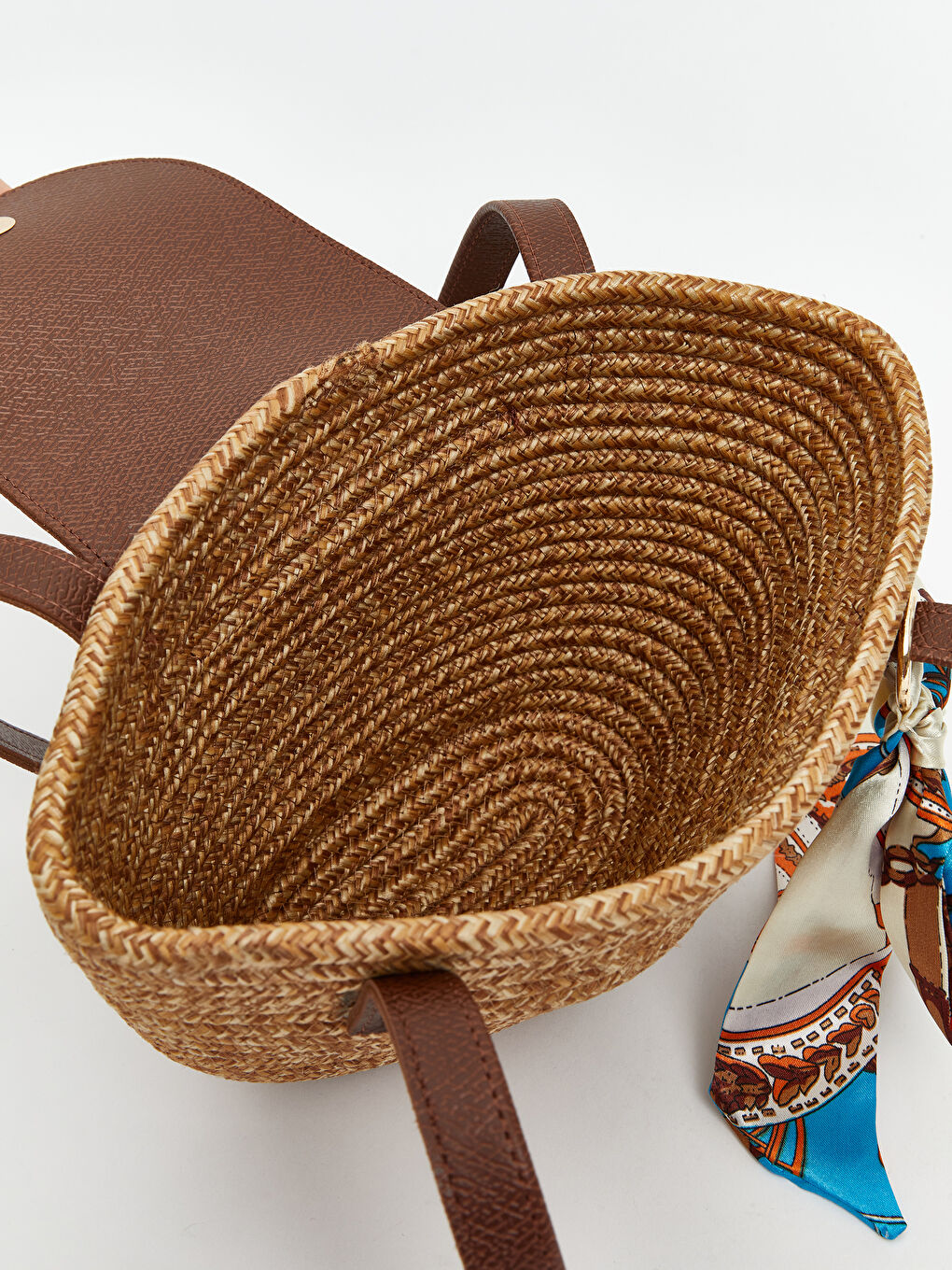 Bej Düz Hasır Kadın Kol Çantası-3