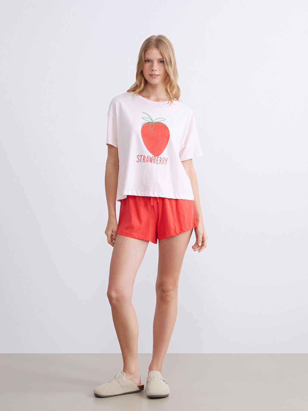 LCW DREAM Woman RED Shortie Pyjama Set -W5KJ26Z8-GQA