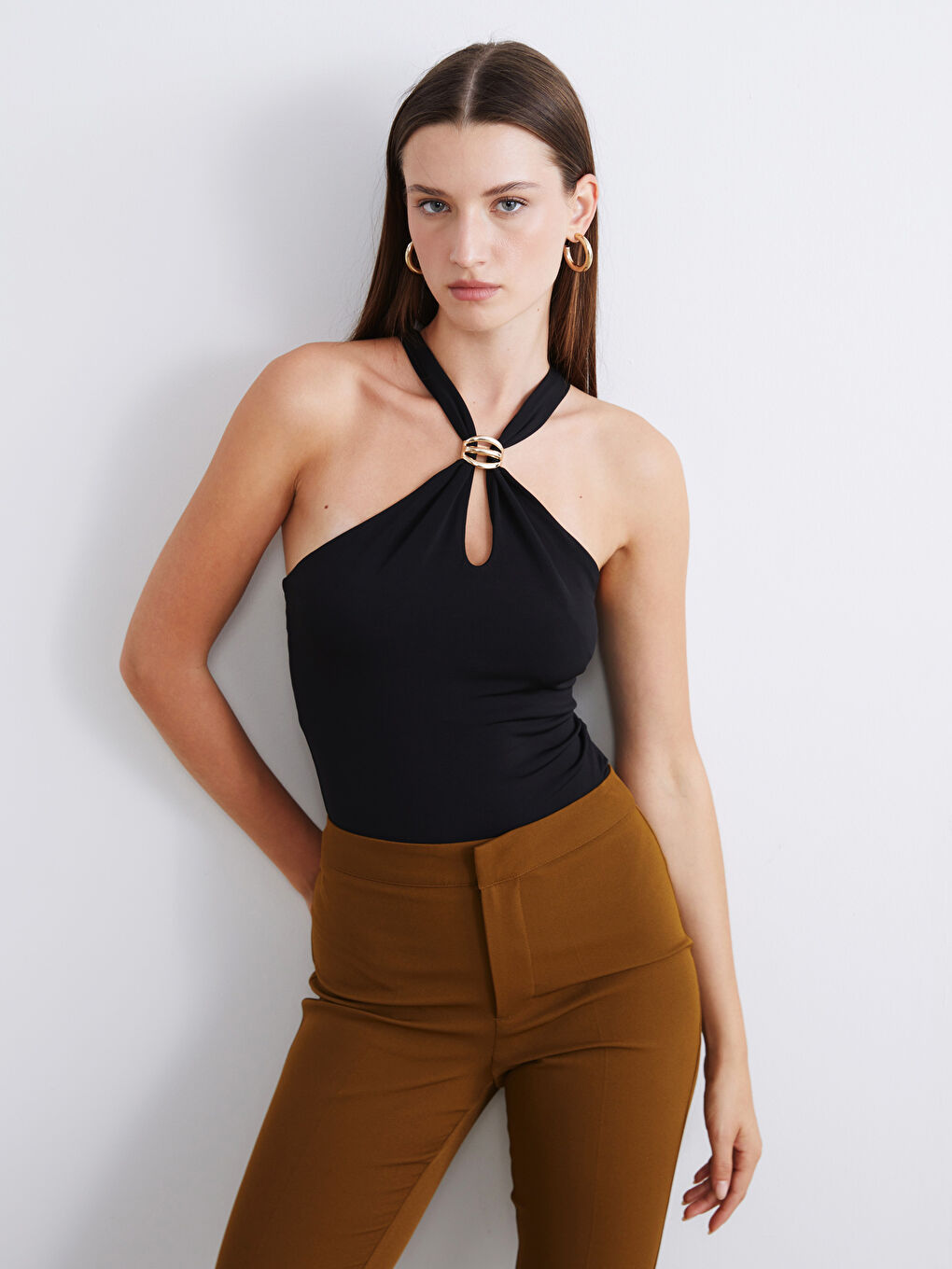 Әйелдер қара Түймесі бар боди