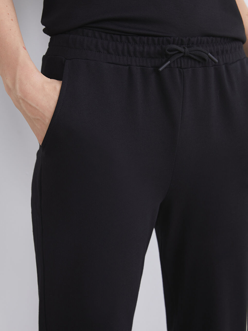 Siyah Beli Lastikli Kadın Jogger Eşofman Altı-2