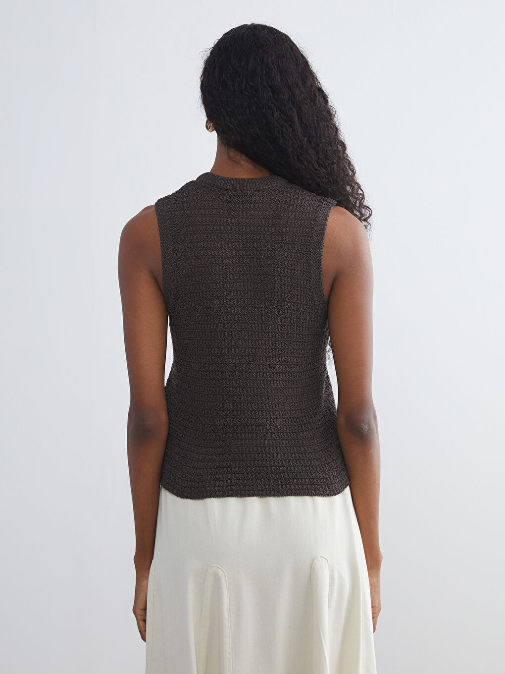 LCW Vision Crew Neck Hole-Knitted Women's Knitwear Sweater Vest -W5KJ59Z8-D2N