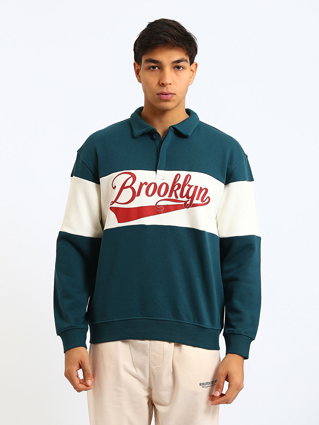 Sweat-shirt Imprimé à Col roulé pour Hommes-1