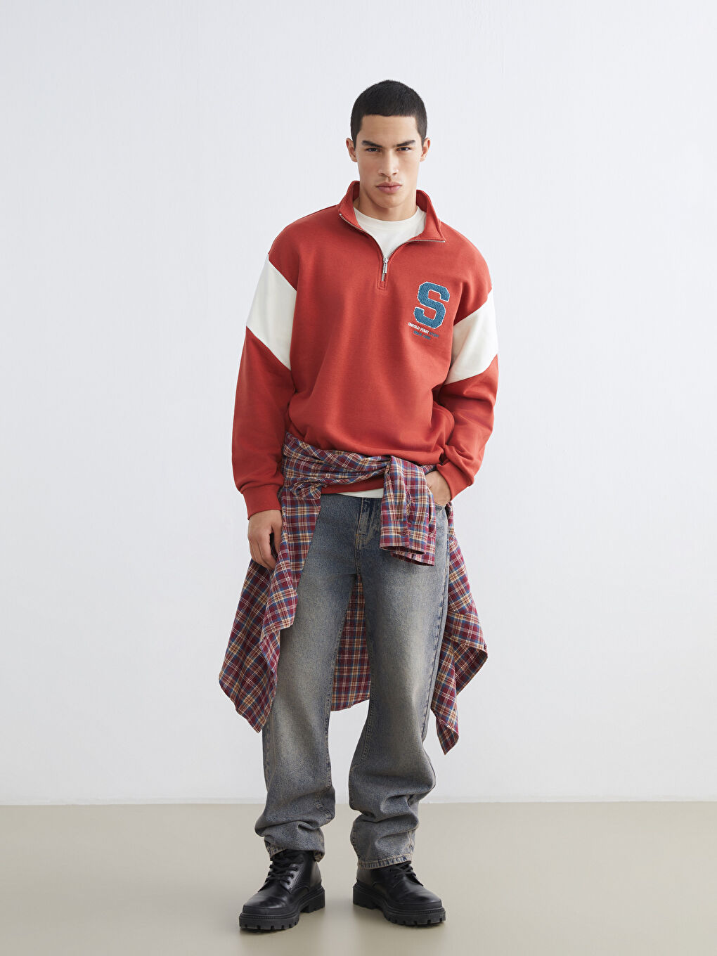 Толстовка с молнией и воротником-труба для мужчин-1