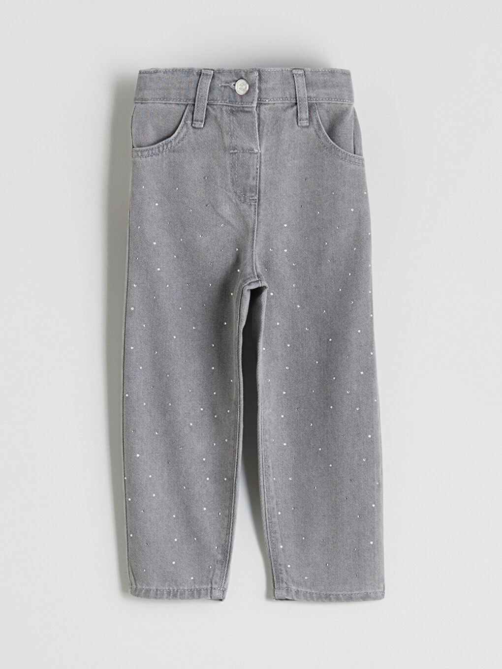 Adjustable Elasticated Waist Rhinestone Embellished Girls Jeans