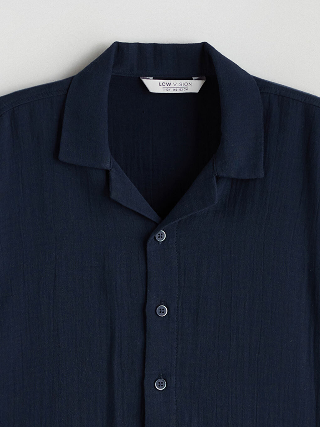 Lacivert Basic Kısa Kollu Erkek Çocuk Gömlek-1