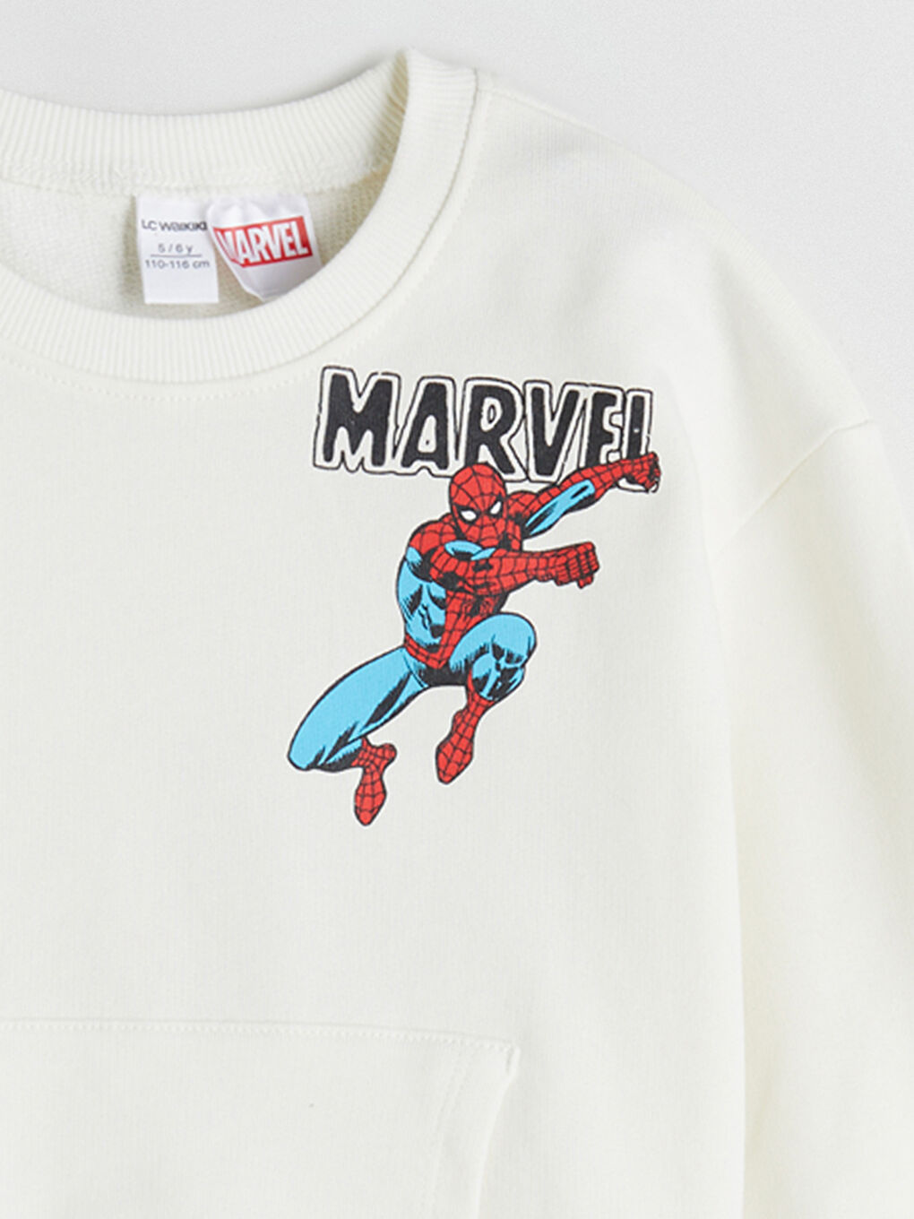 Bej Bisiklet Yaka Spider-Man Baskılı Erkek Çocuk Sweatshirt-2