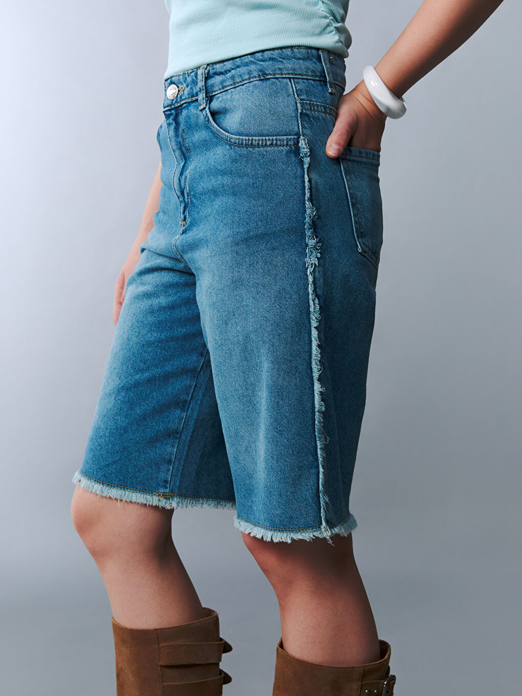 İndigo Genç Kız Jean Şortolon-2