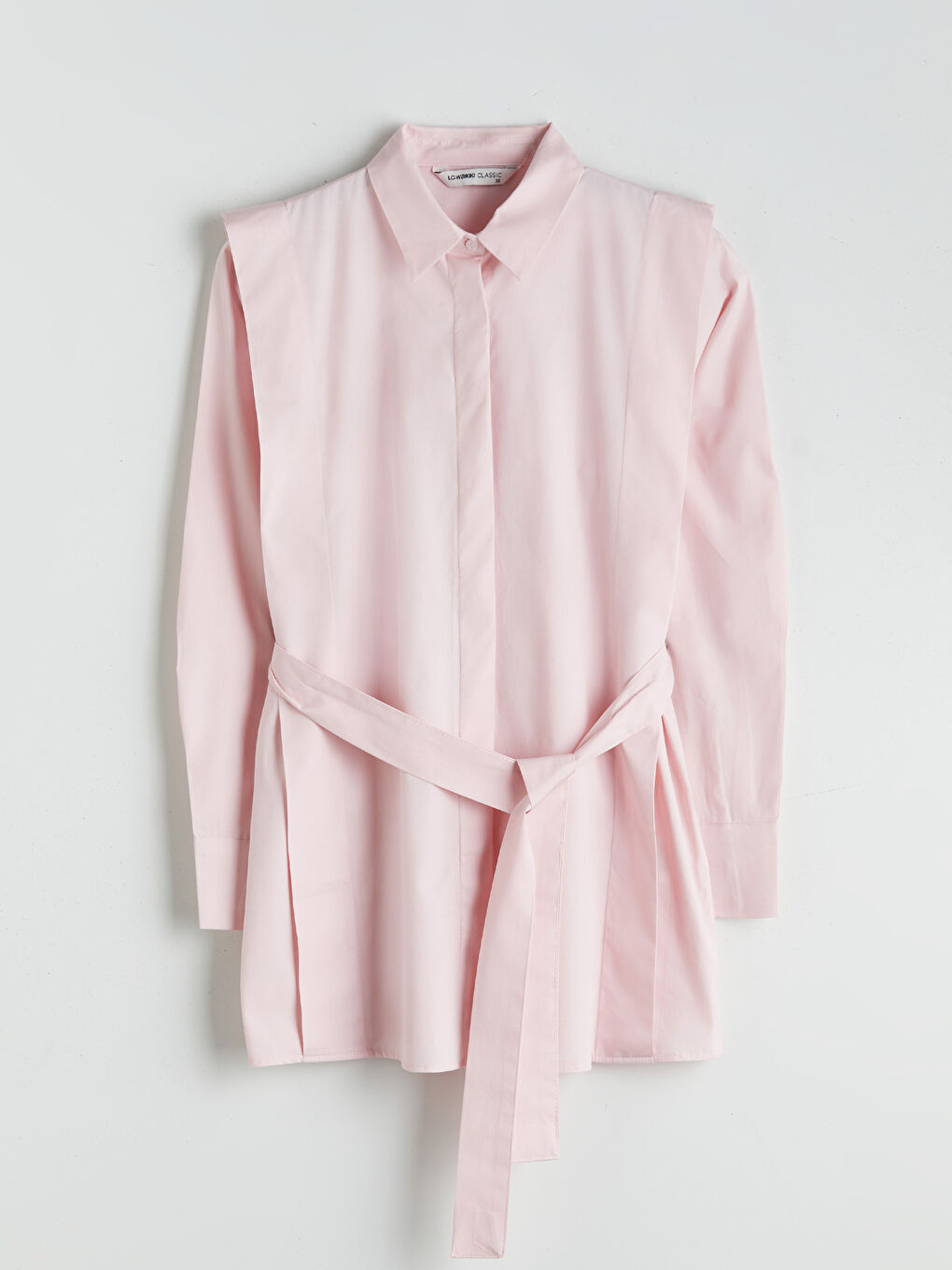 Pembe Kuşaklı Kadın Gömlek Tunik-6