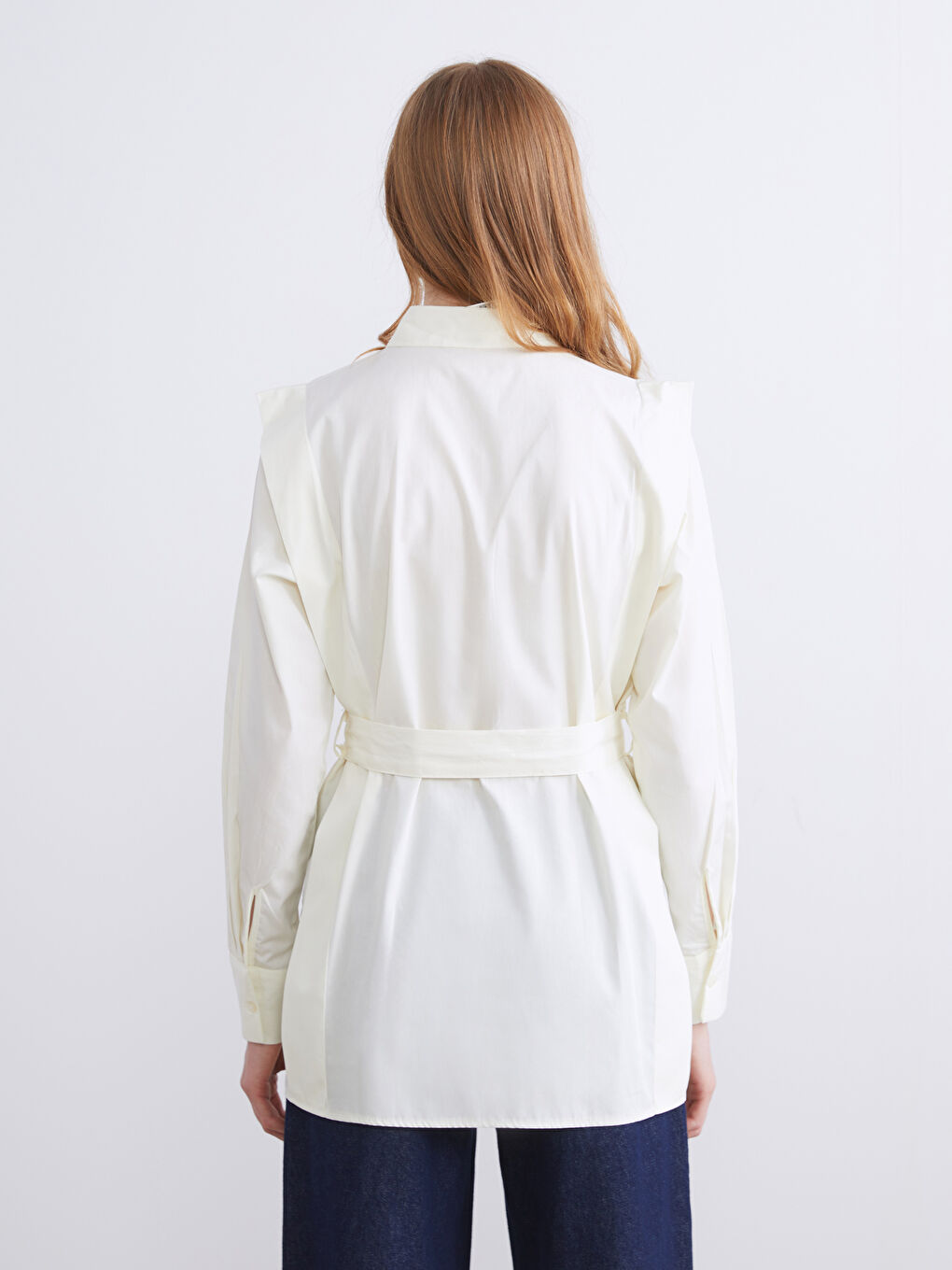 Sarı Kuşaklı Kadın Gömlek Tunik-4