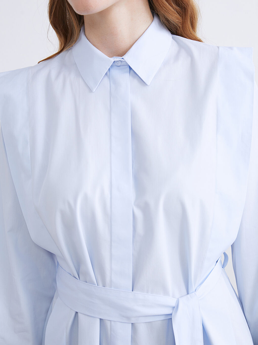 Mavi Kuşaklı Kadın Gömlek Tunik-3