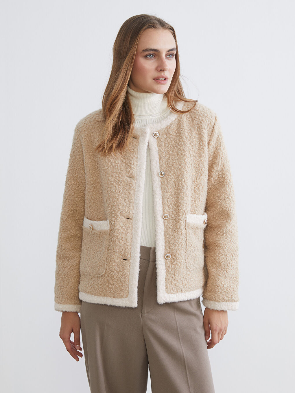 Crew Neck Women's Plush Jacket