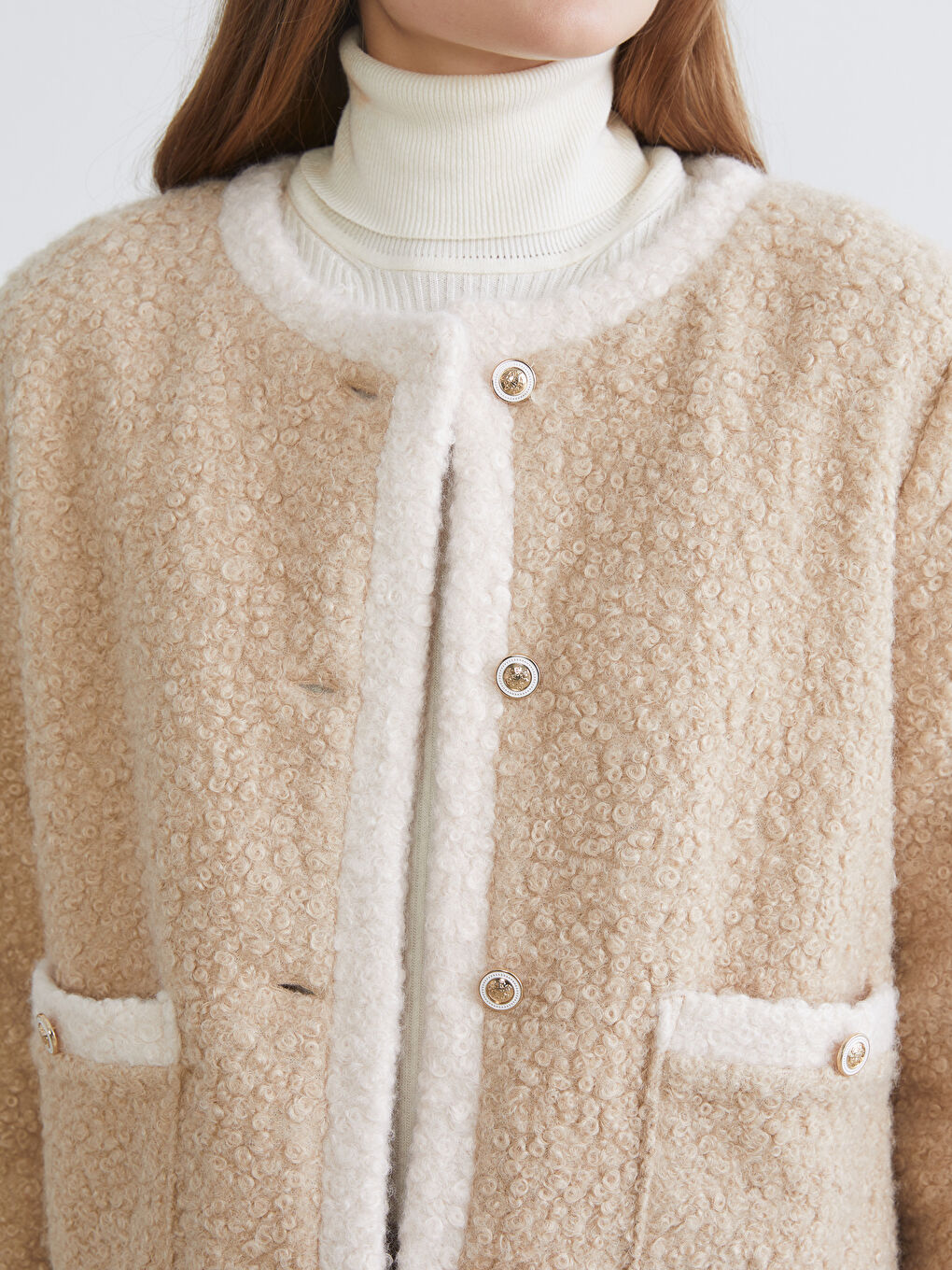 Crew Neck Women's Plush Jacket-2