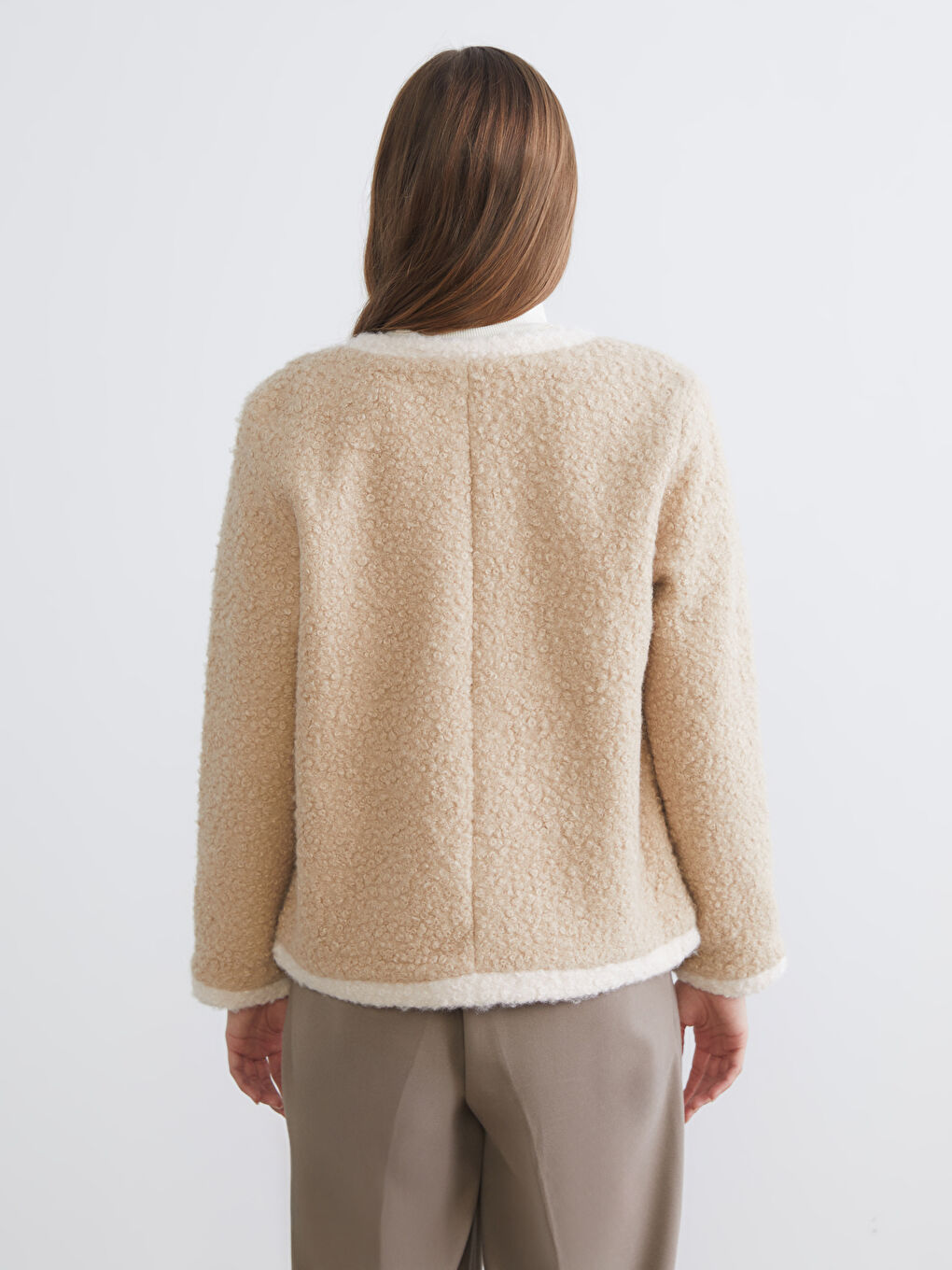 Crew Neck Women's Plush Jacket-3