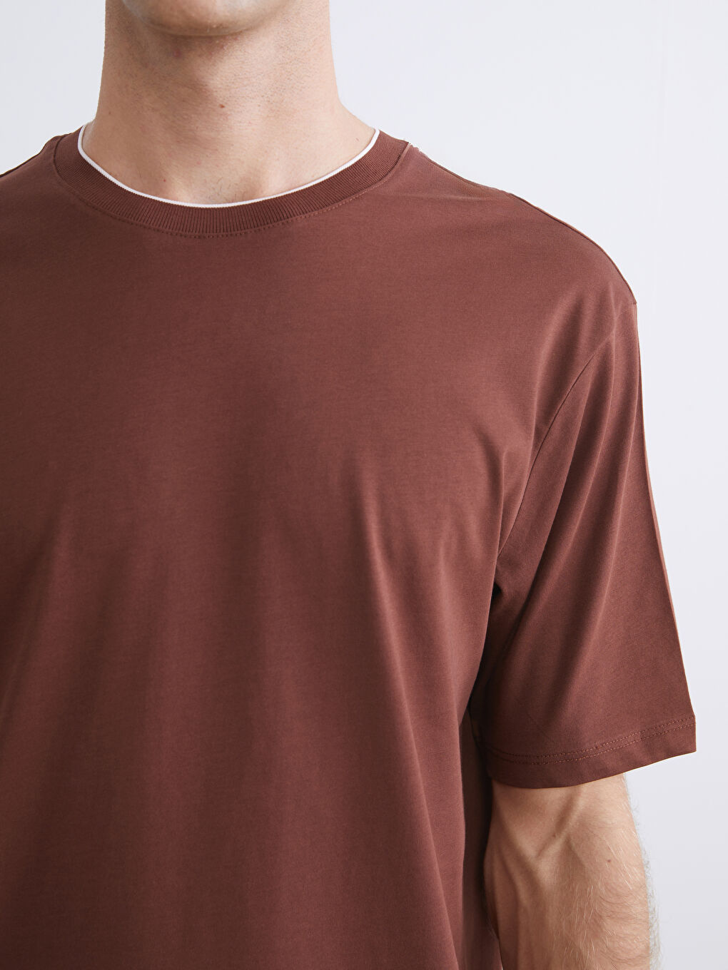 Bordo Bisiklet Yaka Penye Erkek Tişört-2