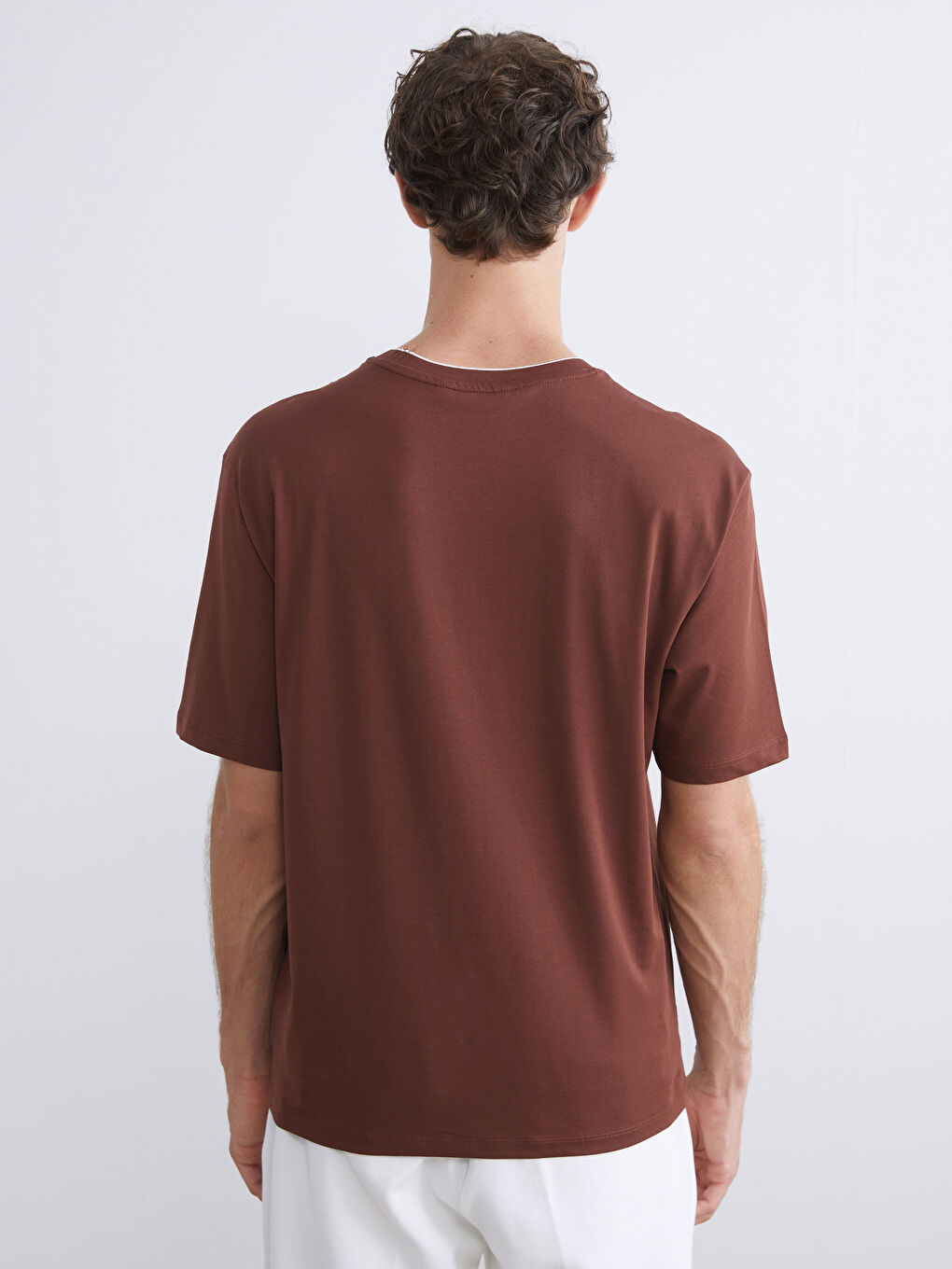 Bordo Bisiklet Yaka Penye Erkek Tişört-3