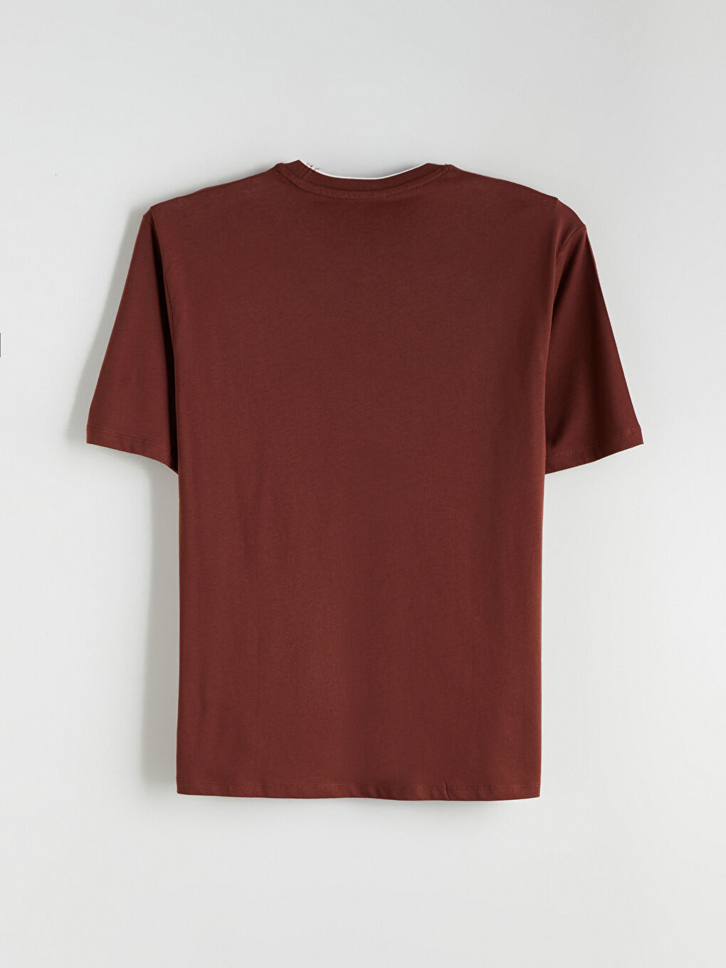 Bordo Bisiklet Yaka Penye Erkek Tişört-5