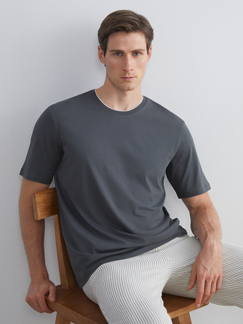 Yeşil Bisiklet Yaka Penye Erkek Tişört