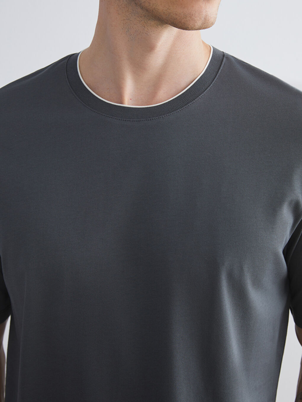 Yeşil Bisiklet Yaka Penye Erkek Tişört-2