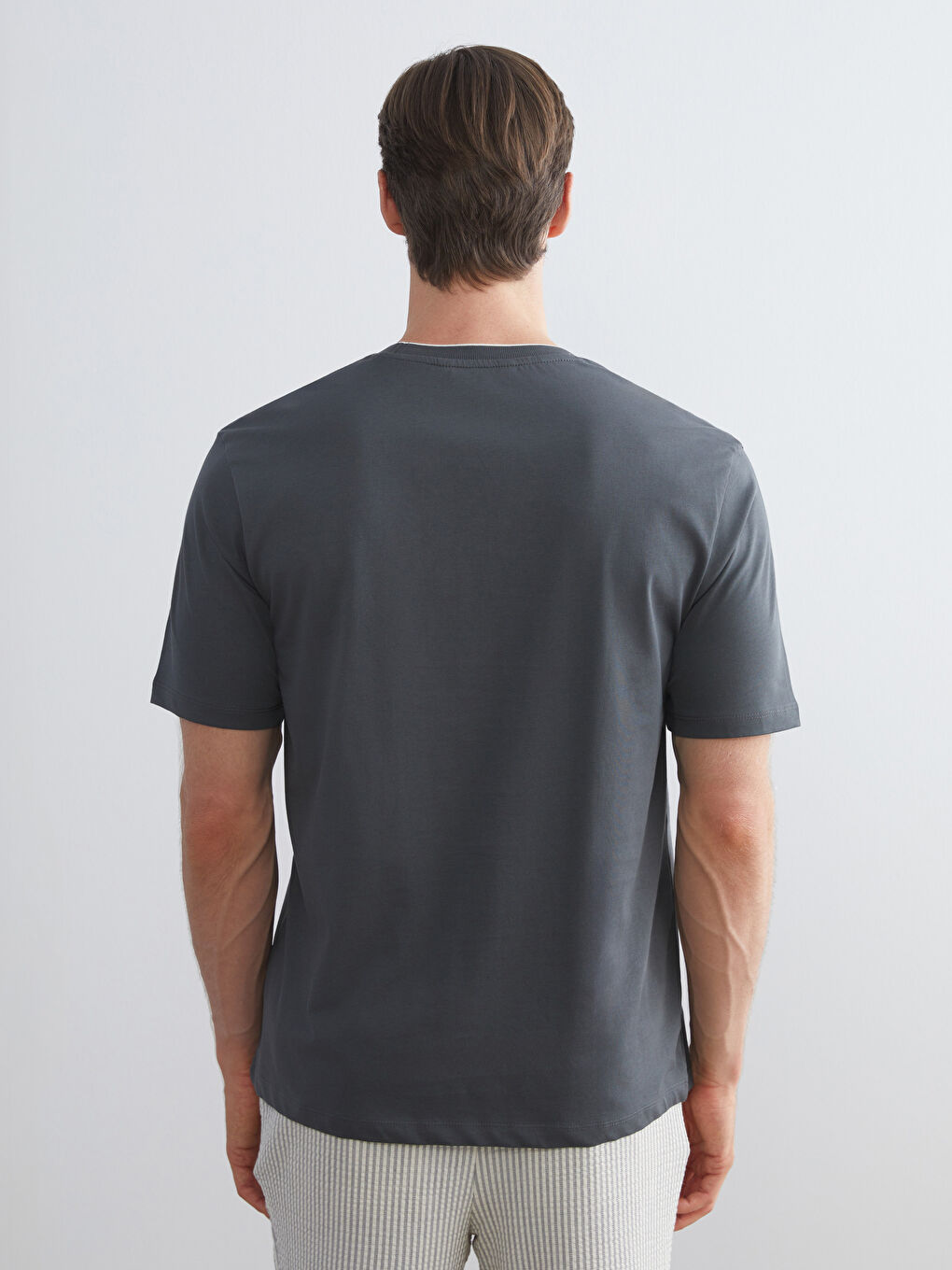 Yeşil Bisiklet Yaka Penye Erkek Tişört-3