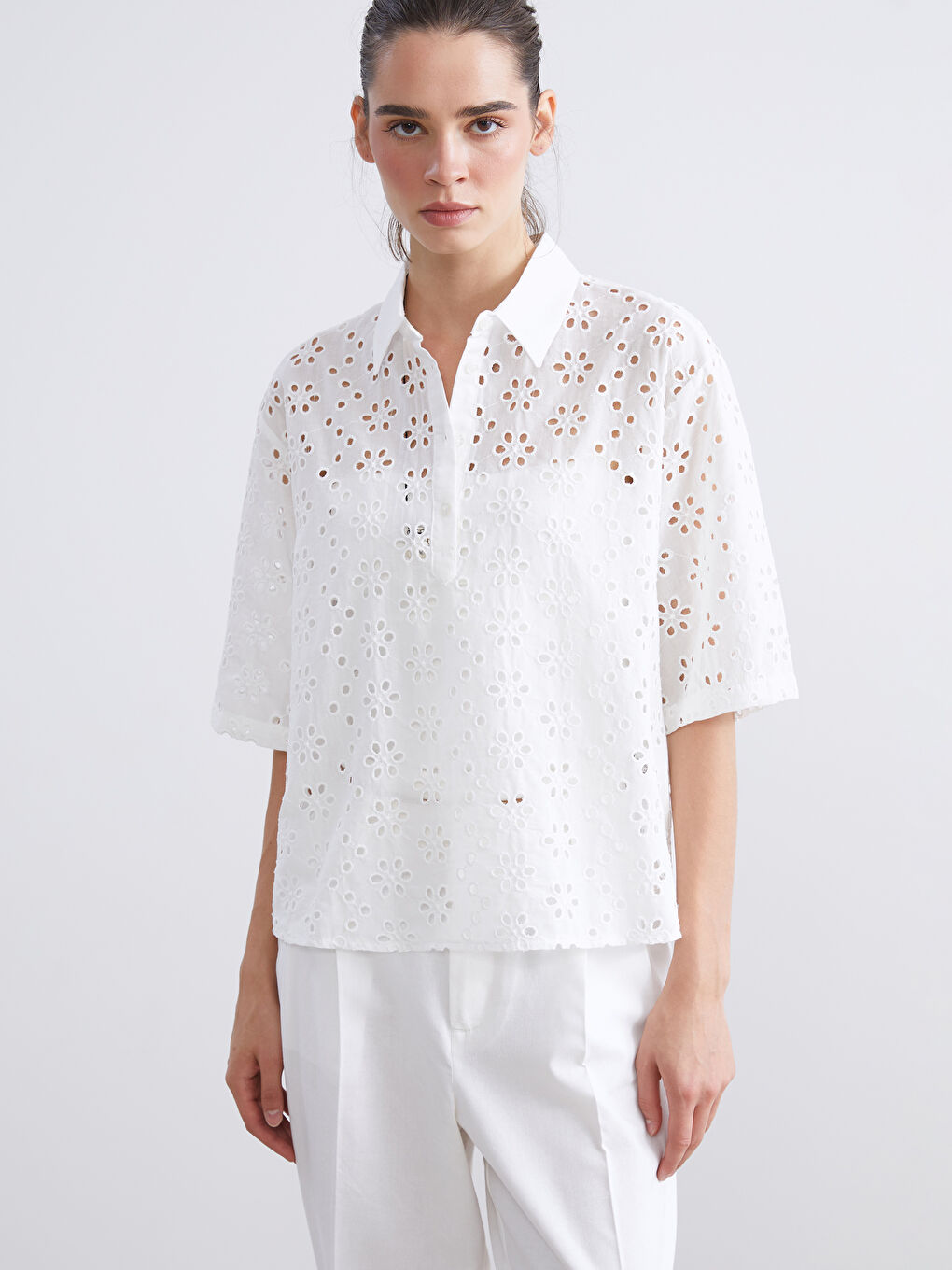 LCW Vision Woman ECRU Shirt -W5KK09Z8-R9J