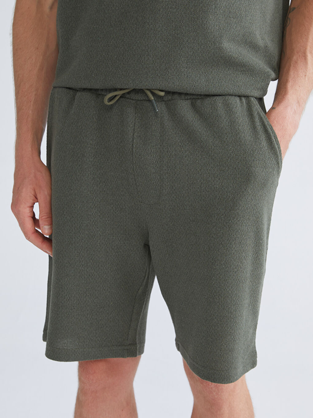 Haki Standart Kalıp Erkek Şort-2