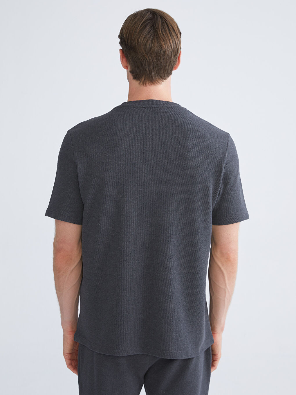 Antrasit Bisiklet Yaka Erkek Tişört-3