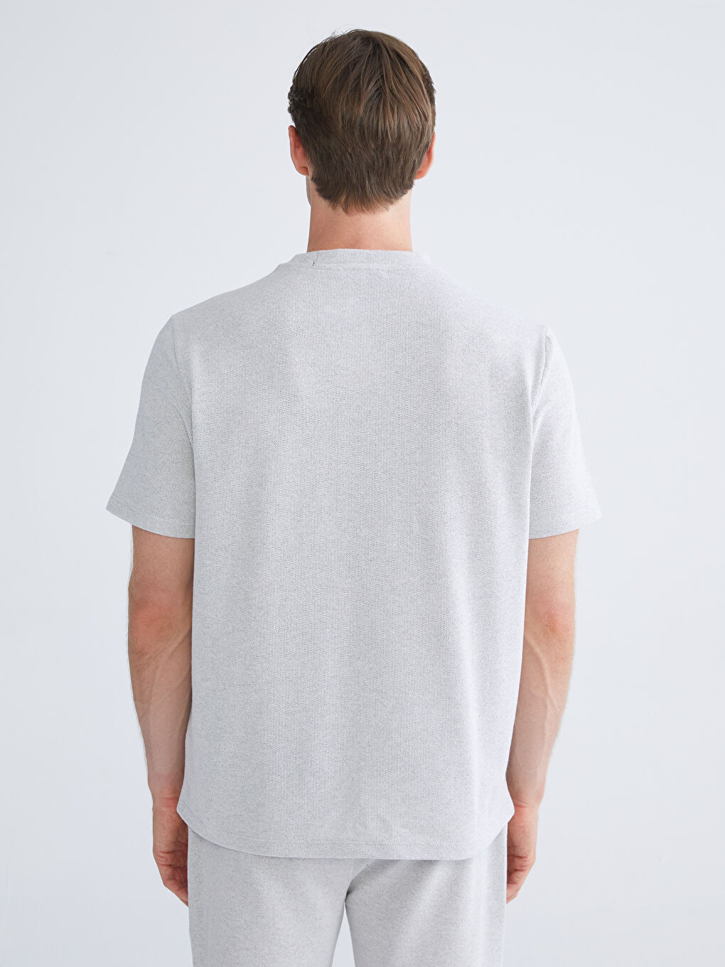 Gri Bisiklet Yaka Erkek Tişört-3