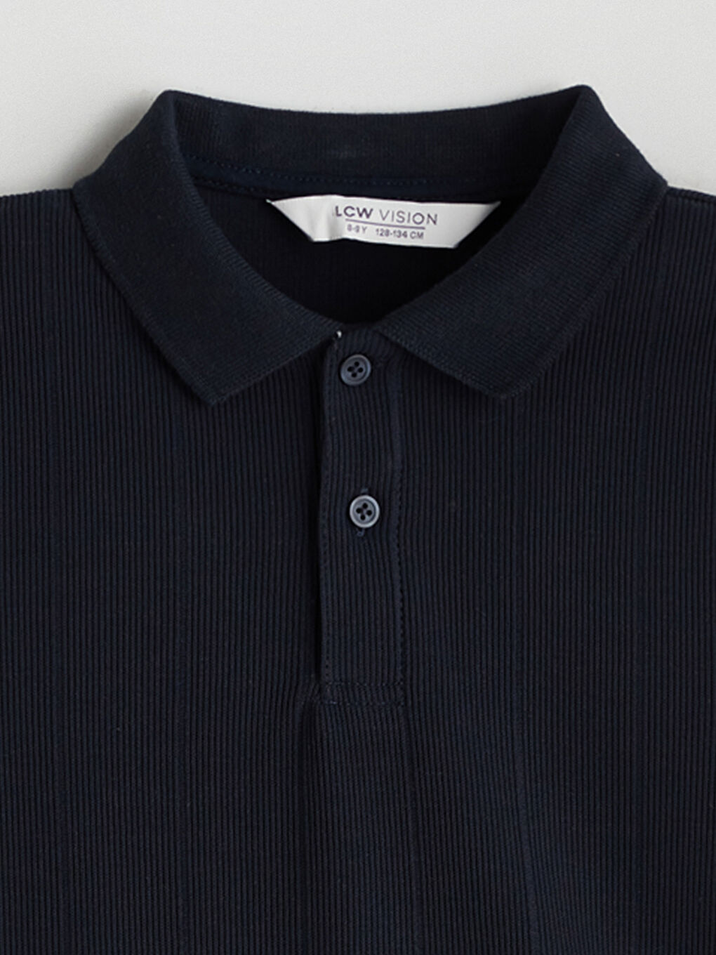 Lacivert Polo Yaka Basic Kısa Kollu Erkek Çocuk Tişört-1