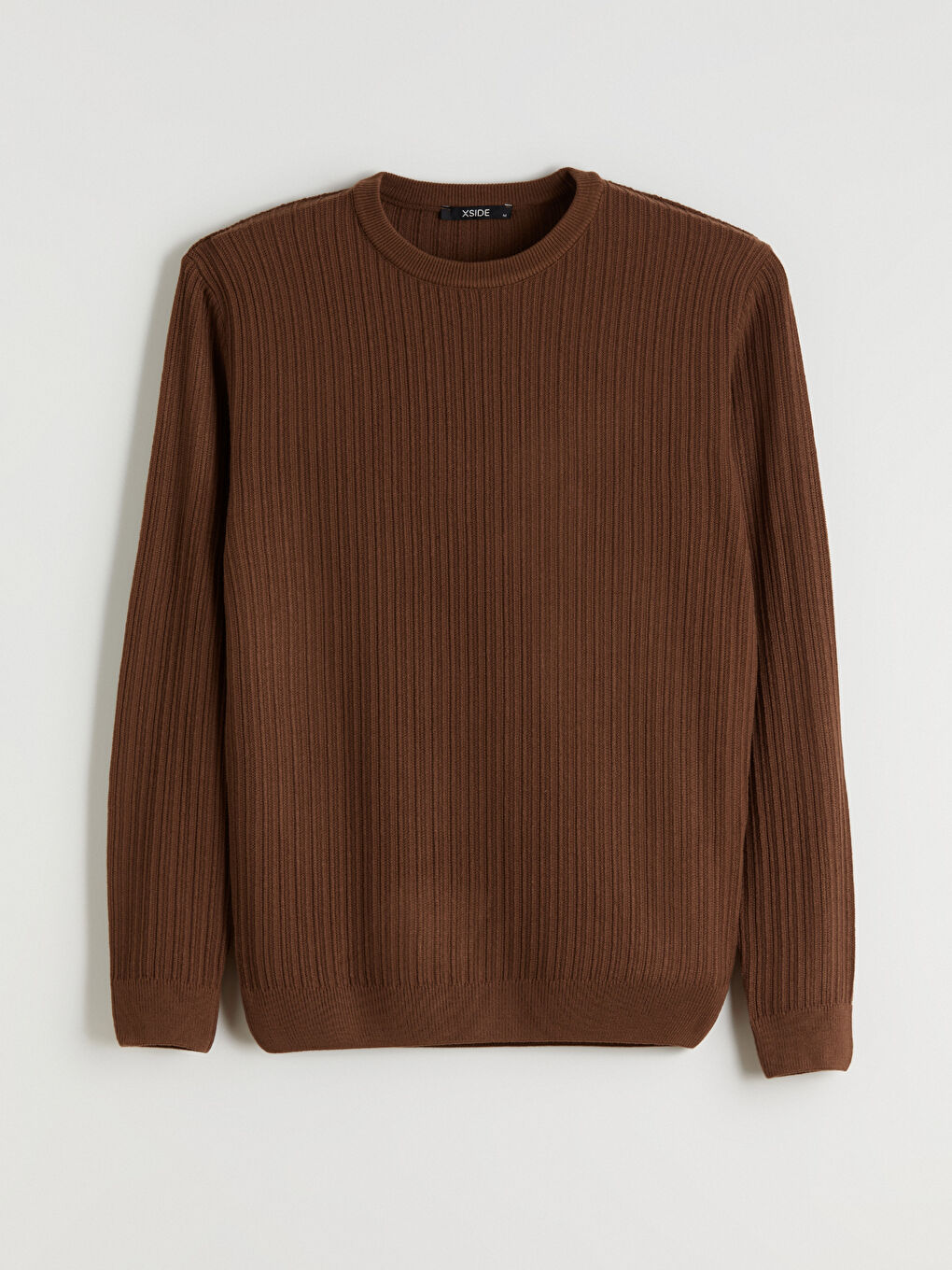 Kahverengi Bisiklet Yaka Erkek Triko Kazak-4