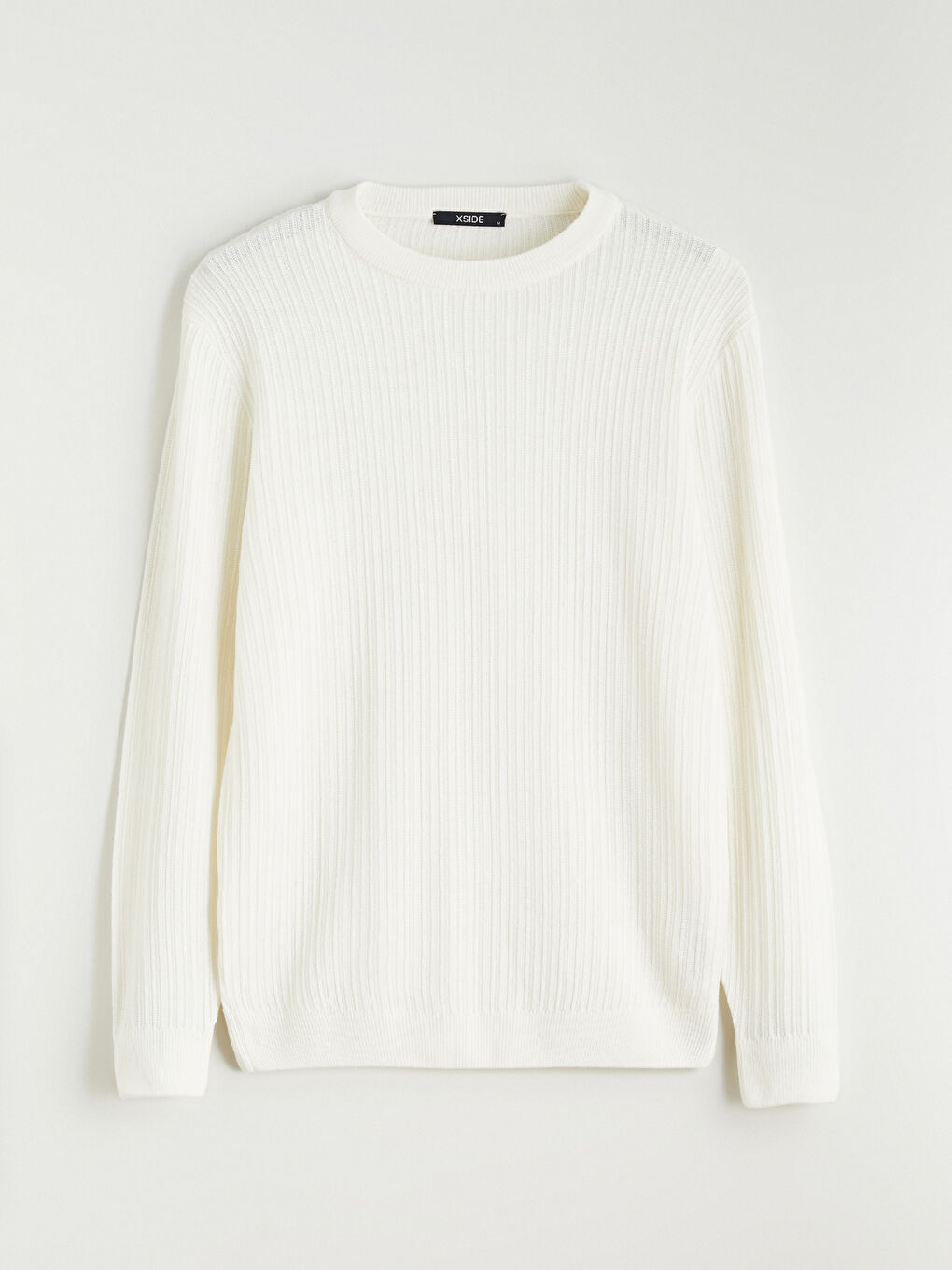 Ekru Bisiklet Yaka Erkek Triko Kazak-4