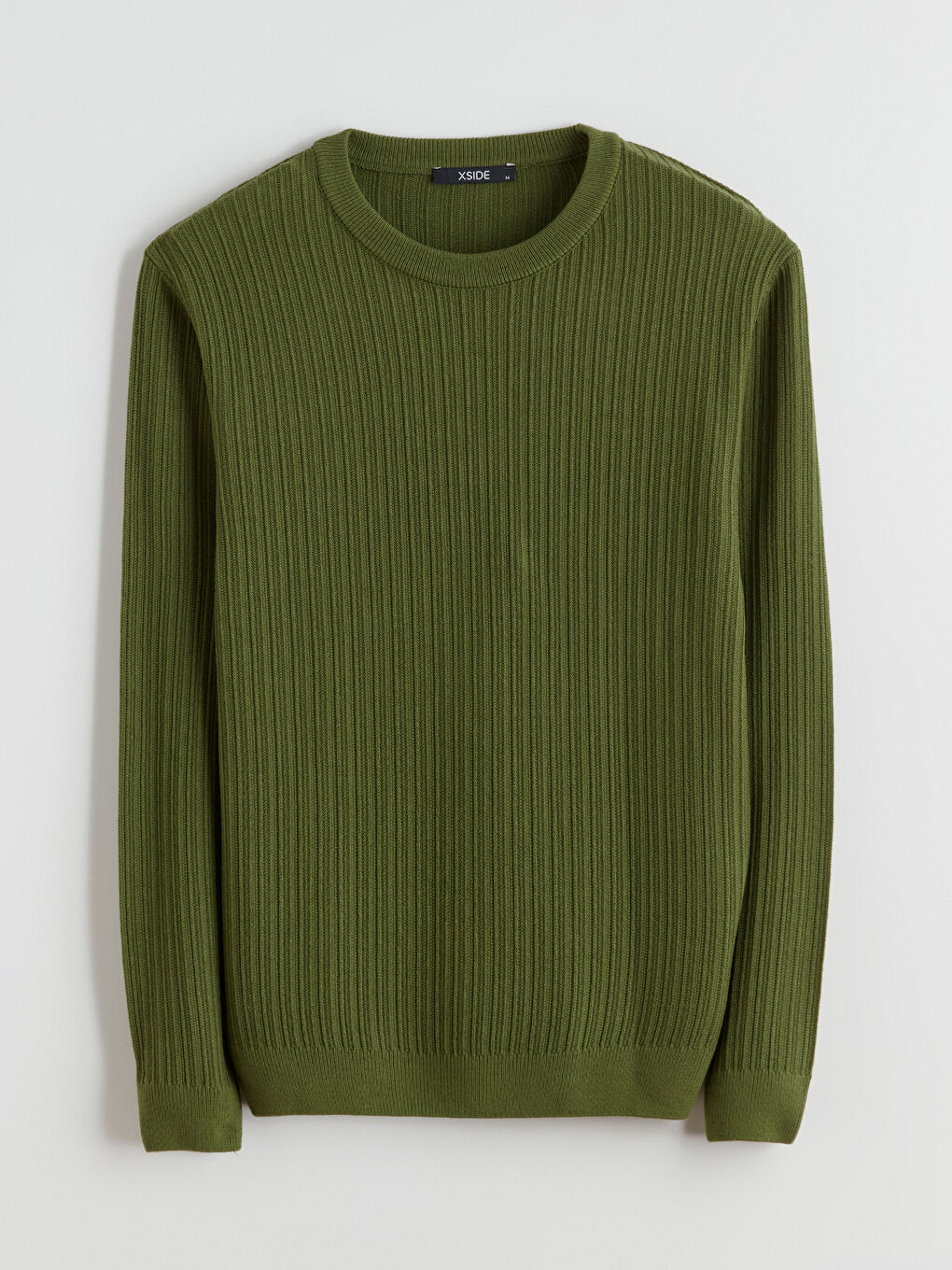 Yeşil Bisiklet Yaka Erkek Triko Kazak-4