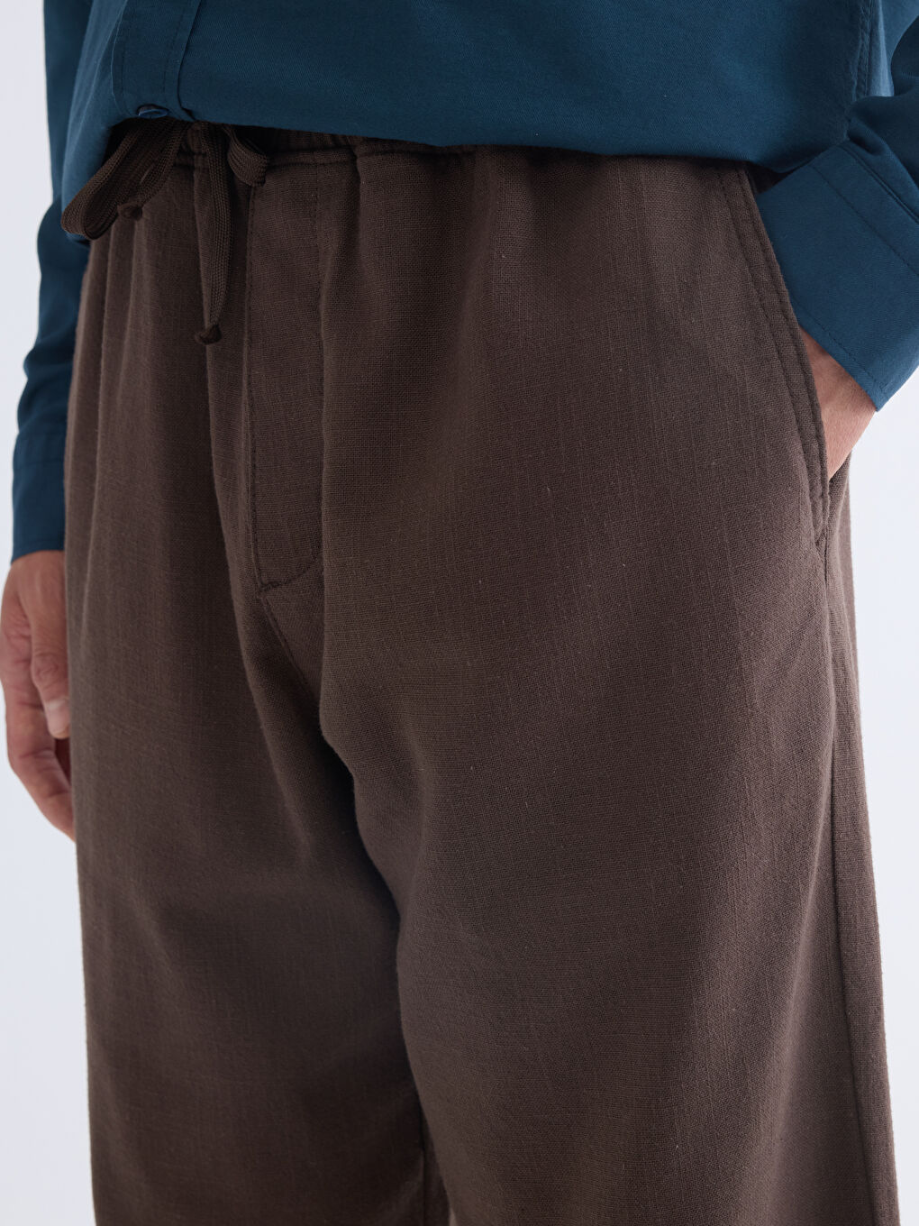 Relaxed Fit Linen Look Men's Trousers-2