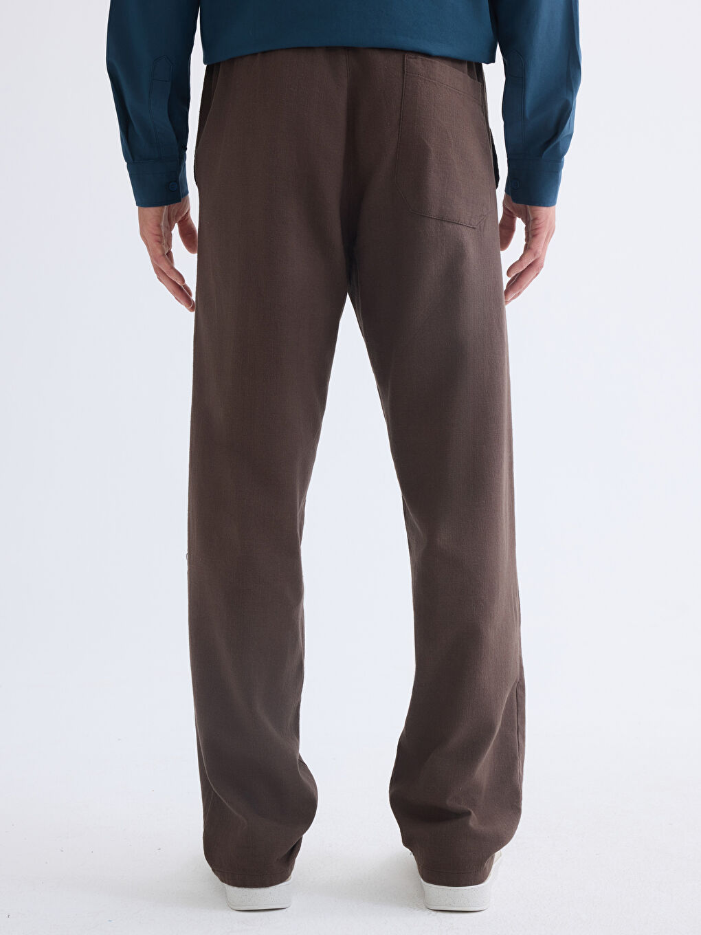Relaxed Fit Linen Look Men's Trousers-3