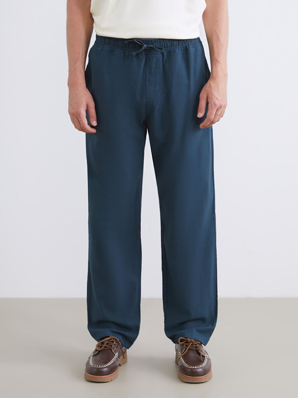 Relaxed Fit Linen Look Men's Trousers-2